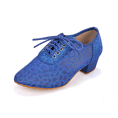 Women's Latin Shoes Sparkling Glitter / Synthetic Sandal / Heel / Sneaker Sparkling Glitter / Lace-up Chunky Heel Customizable Dance Shoes Red / Silver / Blue / Performance Women's Latin Shoes Sparkling Glitter / Synthetic Sandal / Heel / Sneaker Sparkling Glitter / Lace-up Chunky Heel Customizable Dance Shoes Red / Silver / Blue / Performance