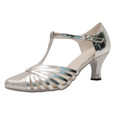 Women's Latin Shoes / Modern Shoes Paillette / Leatherette Sandal / Heel Sequin / Buckle Customized Heel Customizable Dance Shoes Silver / Indoor / Professional Women's Latin Shoes / Modern Shoes Paillette / Leatherette Sandal / Heel Sequin / Buckle Customized Heel Customizable Dance Shoes Silver / Indoor / Professional