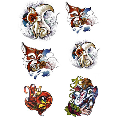 Temporary Tattoos 6 Pcs Chest Body Animal Series 3D Rose Waterproof