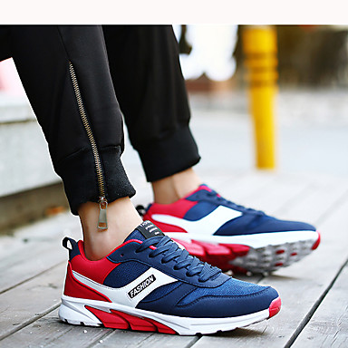 Men's Shoes PU Spring Fall Light Soles Athletic Shoes Walking Shoes Lace-up for Casual Dark Blue Black/Red Black/Blue Men's Shoes PU Spring Fall Light Soles Athletic Shoes Walking Shoes Lace-up for Casual Dark Blue Black/Red Black/Blue