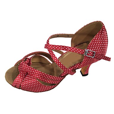 Women's Latin Shoes Satin / Silk Sandal Indoor Customized Heel Customizable Dance Shoes Red Women's Latin Shoes Satin / Silk Sandal Indoor Customized Heel Customizable Dance Shoes Red