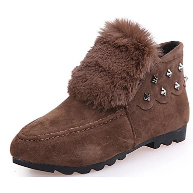Women's Shoes Nubuck leather Fall / Winter Comfort / Snow Boots Boots Walking Shoes Flat Heel Round Toe Booties / Ankle Boots Rivet Black / Gray / Dark Brown Women's Shoes Nubuck leather Fall / Winter Comfort / Snow Boots Boots Walking Shoes Flat Heel Round Toe Booties / Ankle Boots Rivet Black / Gray / Dark Brown
