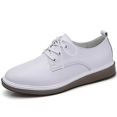 Women's Shoes Leather Spring / Summer Comfort Oxfords Flat Heel White / Black Women's Shoes Leather Spring / Summer Comfort Oxfords Flat Heel White / Black
