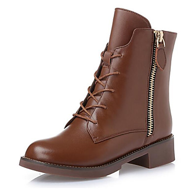Women's Shoes Cowhide Fall / Winter Fashion Boots Boots Chunky Heel Booties / Ankle Boots Black / Brown Women's Shoes Cowhide Fall / Winter Fashion Boots Boots Chunky Heel Booties / Ankle Boots Black / Brown
