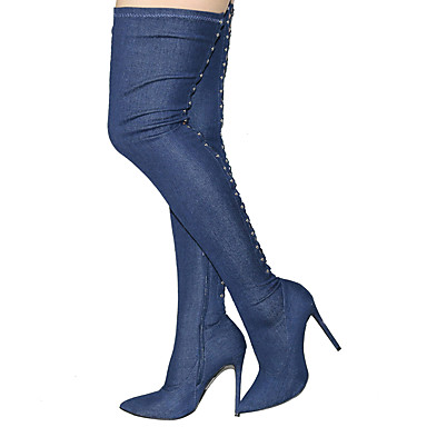 Women's Shoes Denim Spring / Fall Fashion Boots / Slouch Boots Boots Stiletto Heel Pointed Toe Over The Knee Boots Black / Dark Blue / Women's Shoes Denim Spring / Fall Fashion Boots / Slouch Boots Boots Stiletto Heel Pointed Toe Over The Knee Boots Black / Dark Blue /