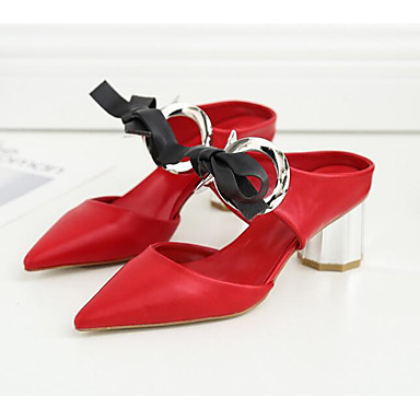 Women's Shoes PU(Polyurethane) Spring / Fall Comfort / Basic Pump Clogs & Mules Stiletto Heel White / Black / Red Women's Shoes PU(Polyurethane) Spring / Fall Comfort / Basic Pump Clogs & Mules Stiletto Heel White / Black / Red