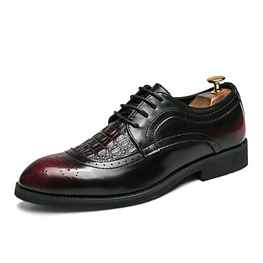 Men's Shoes Faux Leather Summer Comfort Oxfords Black / Black / Red Men's Shoes Faux Leather Summer Comfort Oxfords Black / Black / Red