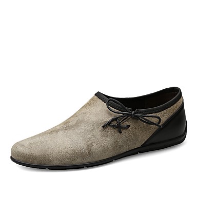 Men's Shoes Nappa Leather Spring / Summer Moccasin Loafers & Slip-Ons Gray / Khaki Men's Shoes Nappa Leather Spring / Summer Moccasin Loafers & Slip-Ons Gray / Khaki