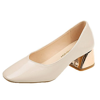 Women's Shoes PU(Polyurethane) Summer Basic Pump Heels Low Heel Square Toe Beige / Almond Women's Shoes PU(Polyurethane) Summer Basic Pump Heels Low Heel Square Toe Beige / Almond