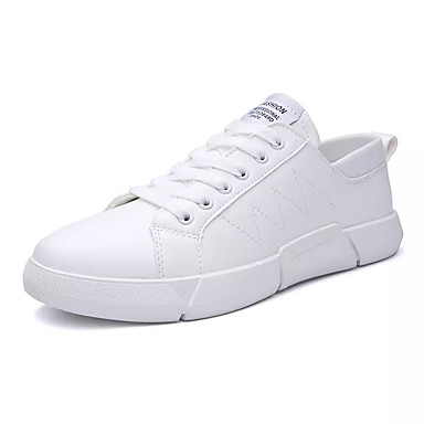 Men's Shoes PU(Polyurethane) Fall Comfort Sneakers White / Black Men's Shoes PU(Polyurethane) Fall Comfort Sneakers White / Black