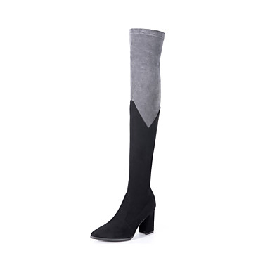 Women's Shoes Suede Fall & Winter Comfort Boots Chunky Heel Gray / Pink Women's Shoes Suede Fall & Winter Comfort Boots Chunky Heel Gray / Pink