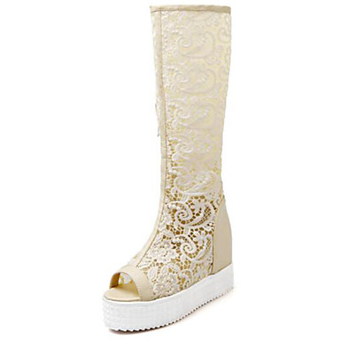 Women's Shoes Mesh / PU(Polyurethane) Spring & Fall Fashion Boots Boots Creepers Peep Toe Knee High Boots White / Black / Beige / Party & Evening Women's Shoes Mesh / PU(Polyurethane) Spring & Fall Fashion Boots Boots Creepers Peep Toe Knee High Boots White / Black / Beige / Party & Evening