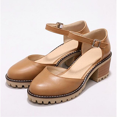 Women's Shoes PU(Polyurethane) Spring Basic Pump Heels Chunky Heel Black / Yellow / Almond Women's Shoes PU(Polyurethane) Spring Basic Pump Heels Chunky Heel Black / Yellow / Almond