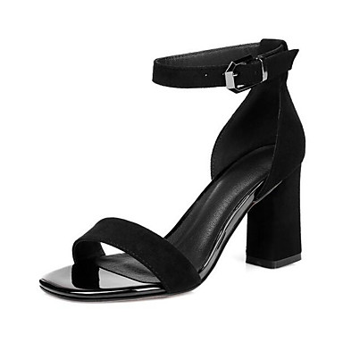 Women's Shoes PU(Polyurethane) Summer Comfort Sandals Chunky Heel Black / Red Women's Shoes PU(Polyurethane) Summer Comfort Sandals Chunky Heel Black / Red