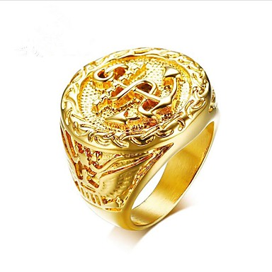 jewelry ring midi gold cheap signet titanium steel 1pc lightning ends engraved anchor retro gift daily