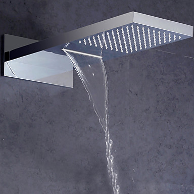 shower head mounted water chrome rain contemporary hoses sus waterfall stainless bathroom steel