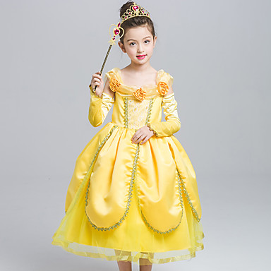 Belle Cosplay Costume Girls Kid S Dresses Mesh Christmas Halloween