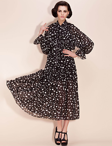 TS Star Print Chiffon Lantern Sleeve Maxi Dress (More Colors) 279433 ...