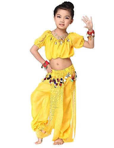 Performance Dancewear Chiffon with Coins Belly Dance Outfit Top and ...