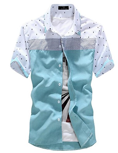 Men's Slim Casual Contrast color Short Sleeve Shirt 1388031 2018 – $9.99