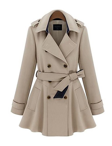 Women's Slim Lapel Collar Double Breasted Trench Coat 1921158 2018 – $41.99