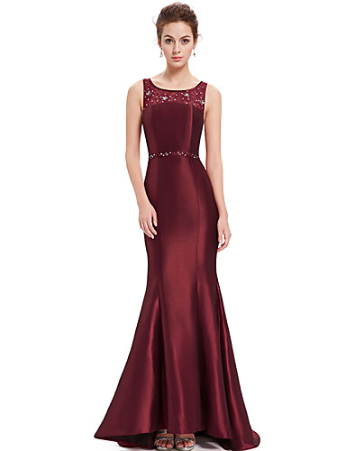 Formal Evening Dress - Burgundy Trumpet/Mermaid Scoop Floor-length ...