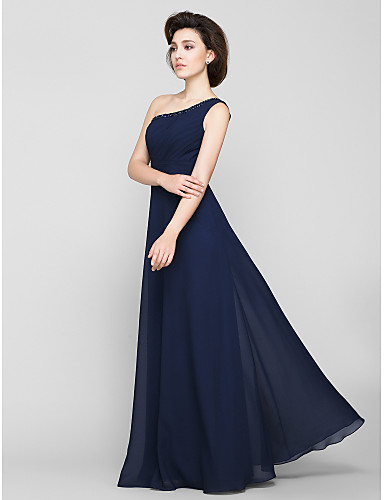 A-Line One Shoulder Floor Length Chiffon Mother of the Bride Dress 617 ...