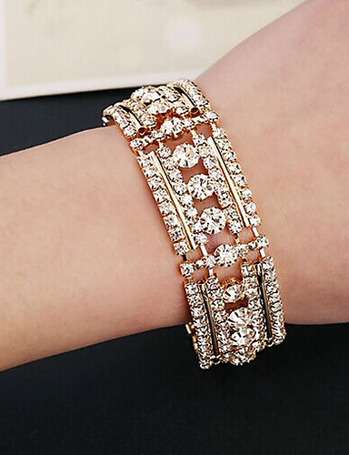 As the Picture - Imitation Diamond Cuff Bracelet Gold / Silver For ...