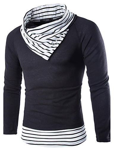 Men's Daily Casual Color Block Turtleneck Pullover, Long Sleeves Winter ...