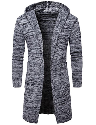 Men's Daily Casual Regular Cardigan,Solid Hooded Long Sleeves Cotton ...