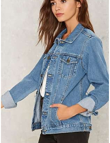 Veste en jean Court Femme, Couleur Pleine Sortie Chic de ...