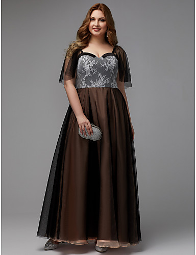 Brown Floor Length Plus Size Dress