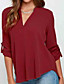 cheap Blouses &amp; Shirts-Women&#039;s Blouse Shirt Long Sleeve Plain Solid Colored Deep V Casual Tops Chiffon Blue Wine Gray