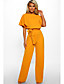 cheap Jumpsuits &amp; Rompers-Women&#039;s Basic Casual Daily 2021 Blue Yellow Blushing Pink Jumpsuit Solid Colored Drawstring