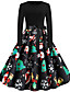 cheap Dresses-Women&#039;s Knee Length Dress A Line Dress Green Rainbow White Black Red Long Sleeve Print Print Snowflake Santa Claus Crew Neck Fall Winter Casual Vintage 2021 S M L XL XXL / Party