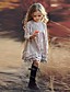 cheap Girls&#039; Dresses-Kids Little Dress Girls&#039; Houndstooth Plaid Print Beige Knee-length Long Sleeve Ruffle Dresses Fall Spring 3-12 Years