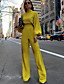 cheap Jumpsuits &amp; Rompers-Women&#039;s Basic Fashion Streetwear Crew Neck Party Daily 2021 Yellow Blushing Pink Green Jumpsuit Zipper Solid Color Lantern Sleeve