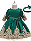 cheap Girls&#039; Dresses-Toddler Little Girls&#039; Dress Jacquard Solid Colored Flower Embroidered Lace Trims Bow Blue Wine Green Above Knee Vintage Sweet Dresses Easter Slim