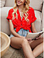 inexpensive blouses & amp;  Shirts-Women Going Out Blouse Shirt Dot Solid Print Shirt Collar Tops Loose Basic Beach Design Basic Top Red