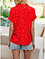inexpensive blouses & amp;  Shirts-Women Going Out Blouse Shirt Dot Solid Print Shirt Collar Tops Loose Basic Beach Design Basic Top Red