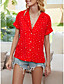 inexpensive blouses & amp;  Shirts-Women Going Out Blouse Shirt Dot Solid Print Shirt Collar Tops Loose Basic Beach Design Basic Top Red
