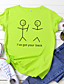 baratos Camisetas &amp; Camisas-Mulheres Camiseta Gráfico Texto Letra Estampado Decote Redondo Básico Blusas 100% Algodão Branco Amarelo Rosa