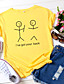 billige T-skjorter-Dame T skjorte Grafisk Tekst Bokstaver Trykt mønster Rund hals Grunnleggende Topper 100 % bomull Hvit Gul Rosa
