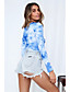 cheap Crop Tops-Women&#039;s Blouse Shirt Tie Dye Long Sleeve Drawstring V Neck Tops Blue