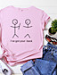 baratos Camisetas &amp; Camisas-Mulheres Camiseta Gráfico Texto Letra Estampado Decote Redondo Básico Blusas 100% Algodão Branco Amarelo Rosa