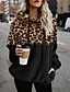 cheap Coats &amp; Trench Coats-Women&#039;s Leopard Cheetah Print Brown Pullover Hoodie Sweatshirt Teddy Coat Quarter Zip Other Prints Daily Basic Hoodies Sweatshirts  Army Green Black Gray