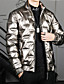 cheap Men&#039;s Downs &amp; Parkas-Men&#039;s Down Regular Coat Regular Fit Jacket Solid Colored Gold Black / Plus Size
