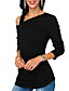 cheap Blouses &amp; Shirts-Women&#039;s Blouse Shirt Solid Colored Long Sleeve One Shoulder Basic Tops Black