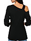 cheap Blouses &amp; Shirts-Women&#039;s Blouse Shirt Solid Colored Long Sleeve One Shoulder Basic Tops Black