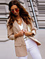cheap Blazers-women&#039;s casual blazer jacket solid color lapel petite suit long sleeves open front cardigan coat beige